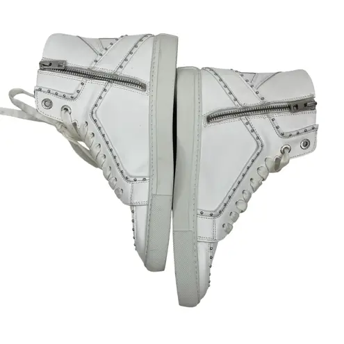Zadig & Voltaire High Flash Studded Leather High Top Sneaker White Size 40