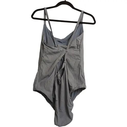 ANDIE Fiji One Piece Wide Rib Marlin Blue Strappy Swimwear Bathing Suit XL New