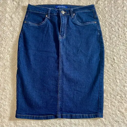 Lexi Jeans Classic Blue Denim Pencil Fitted Midi Length Skirt Size 10