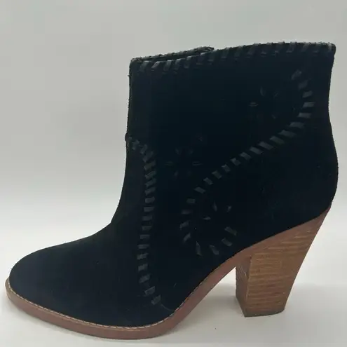 Ivanka Trump Black Suede Western Stitch Block Heel Ankle Boots Zip Size 9