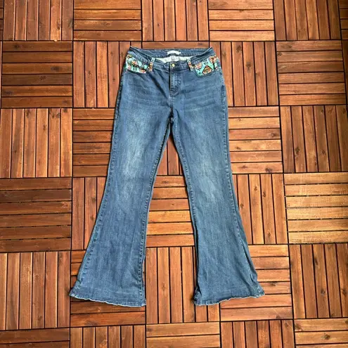 Ranch Dressn Southwestern Flare Jeans 12 Blue