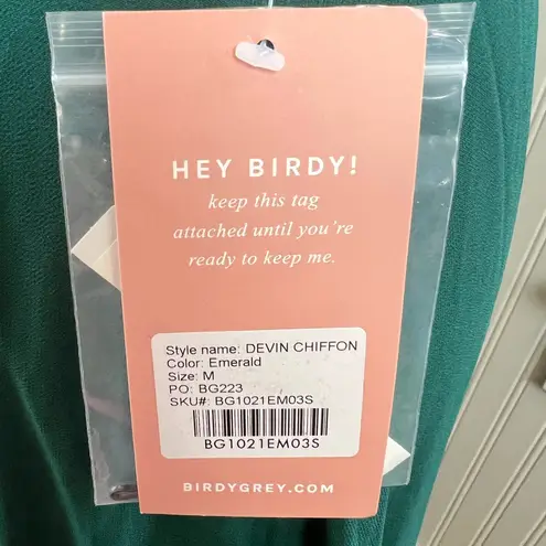Birdy Grey Devin Convertible Dress Chiffon Emerald Size Medium NWT