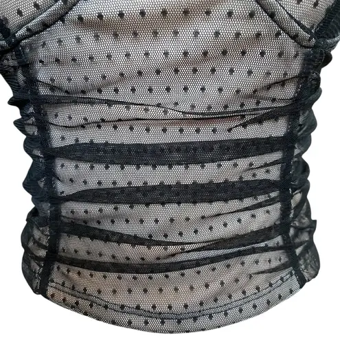 Lily White Bustier Size Large Black Mesh Swiss Dot NWT Whimsigoth Cropped Cami
