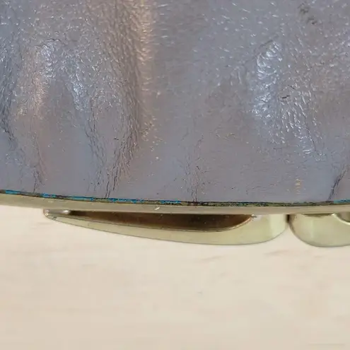 Vintage Clasp Clutch Pocketbook Womens 7" Gray Gold Frame Purse Evening Bag