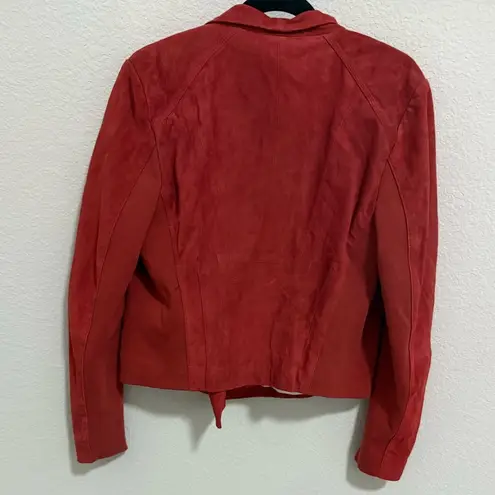 Marc New York Suede Leather Moto Jacket Red Orange XL Extra Large