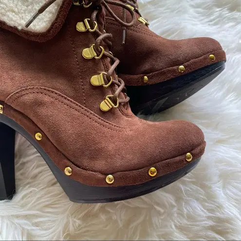 BCBGeneration  ‘Melo’ Suede Brown Leather Bootie with faux fur