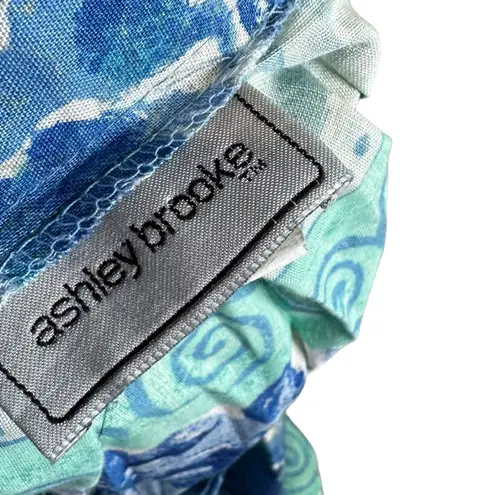 VTG Ashley Brooke Modest Skirt Size 10 Green Flowy Broomstick BOHO Festival FLAW Blue