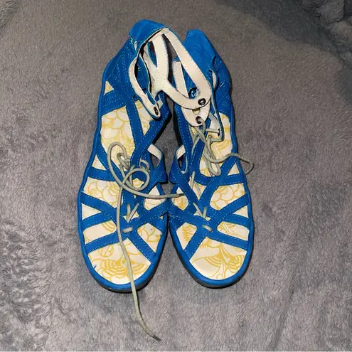 Fly London Blue Sandals with Strappy Design and Open-Toe Style size 7.5