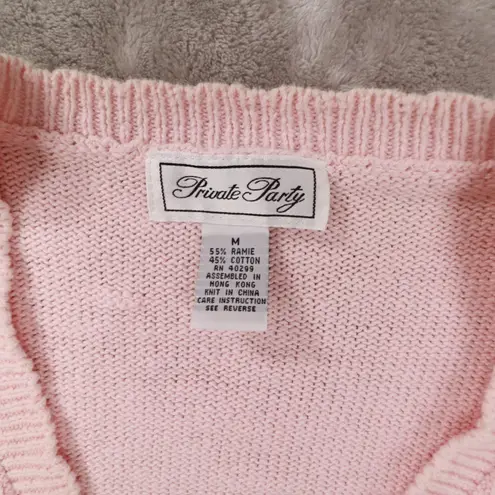 Private Party Vintage PInk Embroiderd 80s Long Sleeve Cardigan Cottagecore Women's Medium