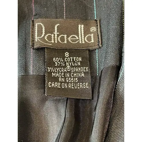 Rafaella Black Rainbow Pin Stripe 3/4 Sleeve 2 Button Stretch Blazer 8 NWT