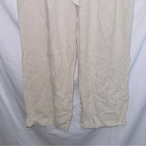 Love Riche Ivory High Waisted Linen Blend Lightweight Cropped Pants size large