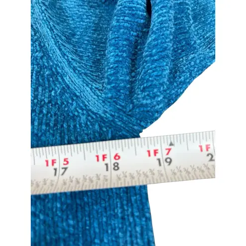 VTG 90s Denim & Co Blue Chenille Button Front Collared Cardigan Sweater S