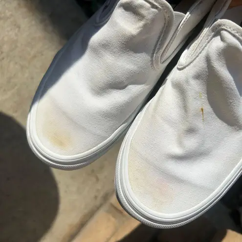 Vans White Slip On