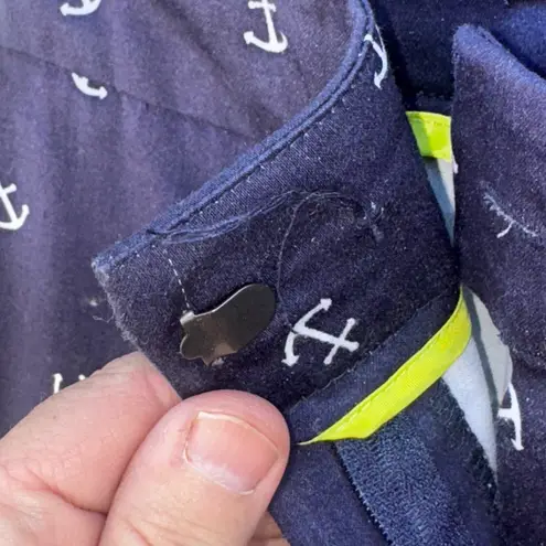 British Khaki Pants Blue Anchor cape cod Nautical Print Women's Size 14