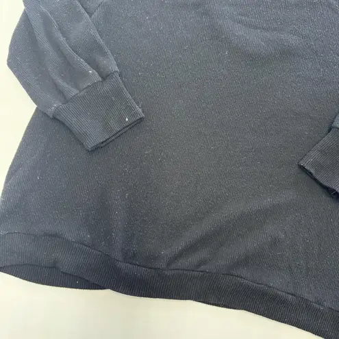 Enza Costa Sweater Womens Medium Black Pullover Knit Made USA Viscose Blend