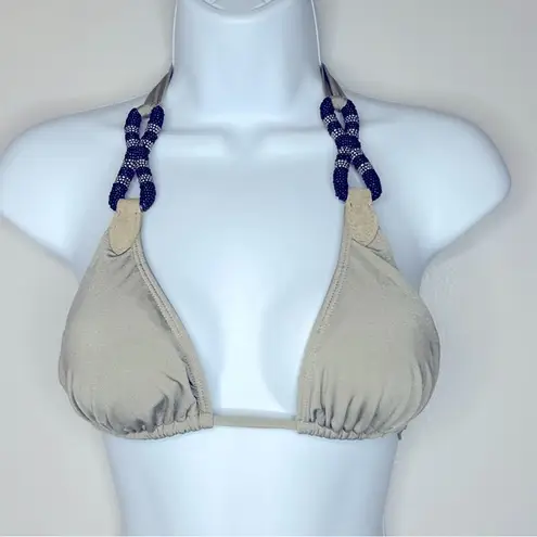Despi Casablanca Beaded Taupe Bikini Top Size L Tan Size L