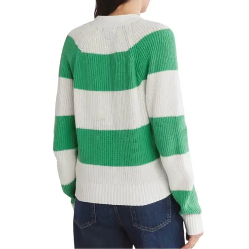 Design History NWT | Button Front Green & White Stripe Varsity Cardigan | L