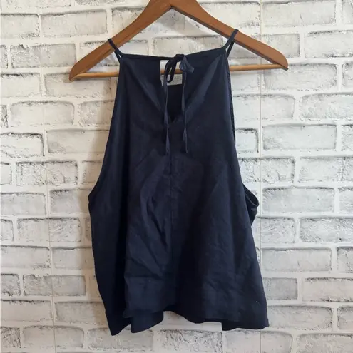 Antonio Melani Women’s  navy blue linen blend sleeveless tie back blouse, XL