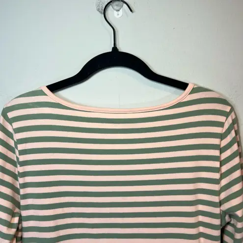 Matilda Jane Women's Striped Tunic Top Shirt Pink Sage Round Neck Stretch Medium