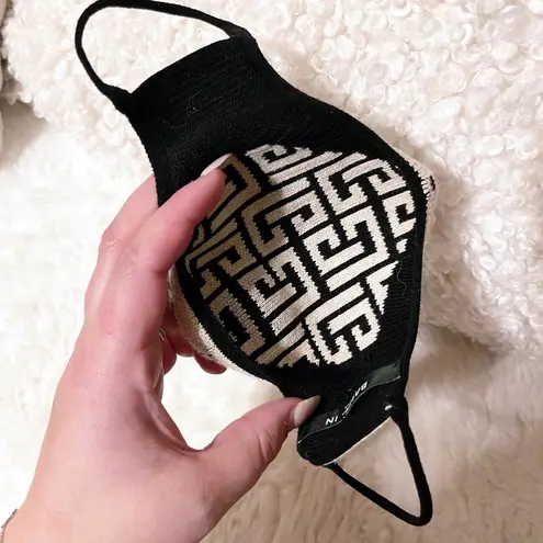 Balmain Authentic Cream & Black Knit Stretchy Greek Key Face Mask