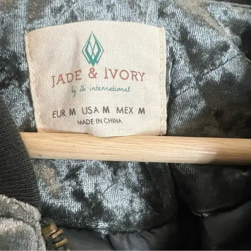 Jade & Ivory Bomber Jacket Womens M Green Crushed Velvet Streetwear Y2K Rock 90s Size M