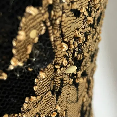 Candlelite Dress Mermaid Gown Gold Metallic Black Elegant Sleeveless Size Medium