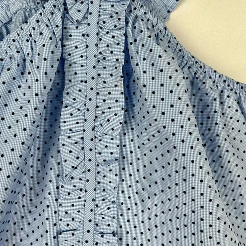 New! NWT Waverly Grey Liberant Anthropologie Chambray Ruffle Pin Dot Berlin Blou Blue