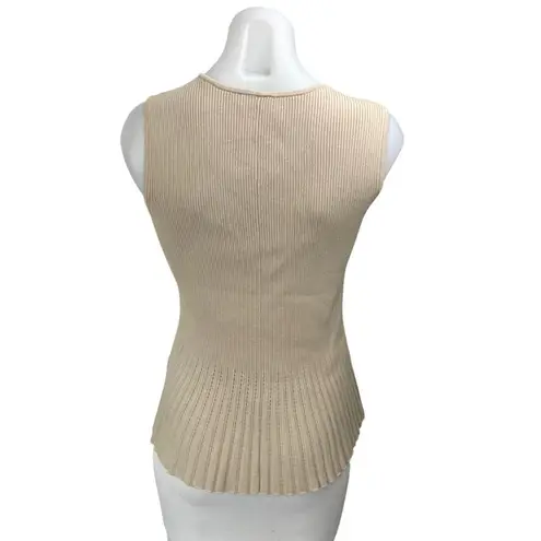 Club Monaco Cream Tan Rib Knit Sleeveless Cami Camisole Sweater Tank Top Size S