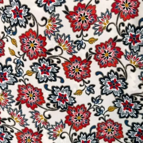 Rose + Olive floral blouse peasant balloon sleeve top size medium White & Red