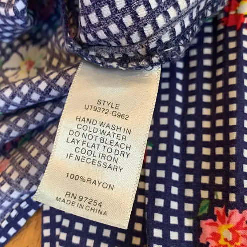 One Clothing Blue Gingham Flowered Tie