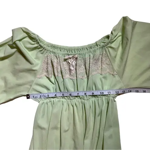 Vintage Grandma Cottagecore Coquette Light Green Nightie Sleep Dress Night Size M