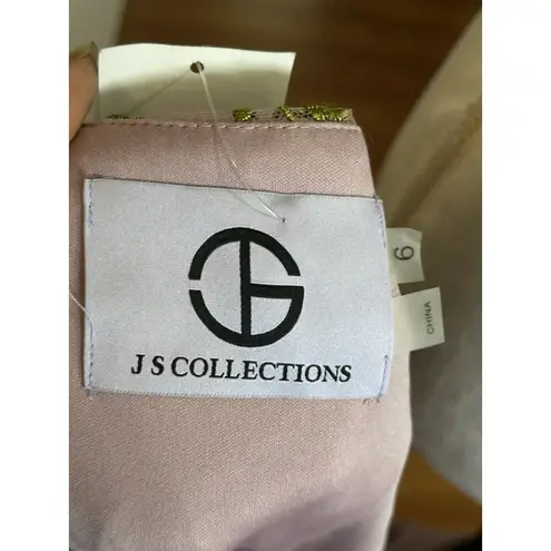 JS Collections Lavender Green Embroidered Mesh Overlay Gown Floral Sz 6 NWT