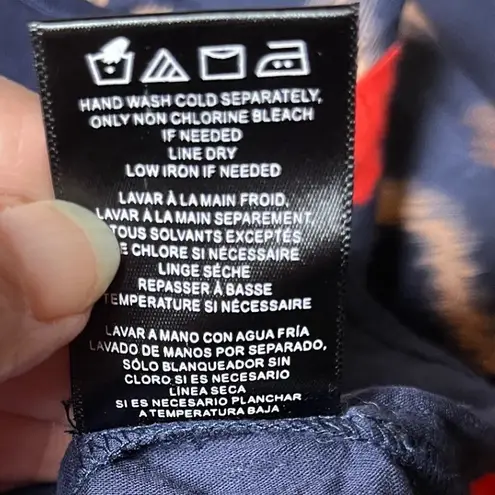 Velvet by Graham & Spencer Silk Cotton Ikat Blouse Navy Coral Boho Stylecore Blue Size XS