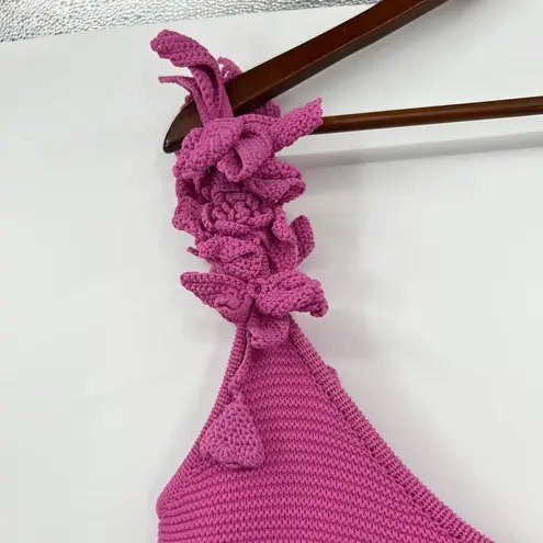 Amur Allegra crochet Floral Knit Midi pink pearl sleeveless pullover size large