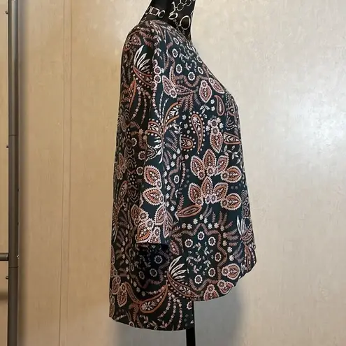 Cooper and Ella Paisley Print Blouse 3/4 Sleeve Dark Green Boho Chic Top