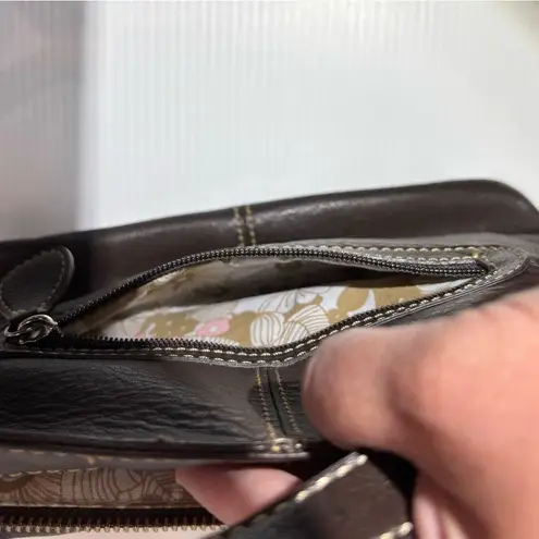 The Sak Leather Crossbody Purse Handbag Square Pouch Bag Boho Brown