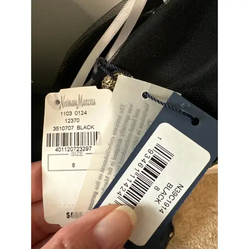 Marchesa Notte Strapless Black Gold Sequin Polka Dot Tulle Midi Dress 8 NWT