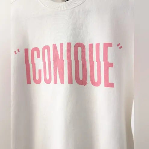 NEW CLARE V. iconique long sleeve sweatshirt in white with peony letters small