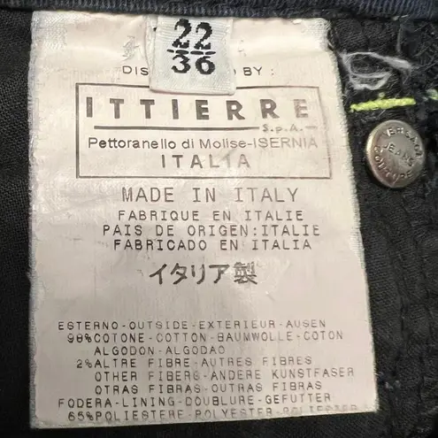 Versace Jeans Couture Vintage Wide Cuff Cropped Arrow Stitch Size 0 US (36 IT) Blue