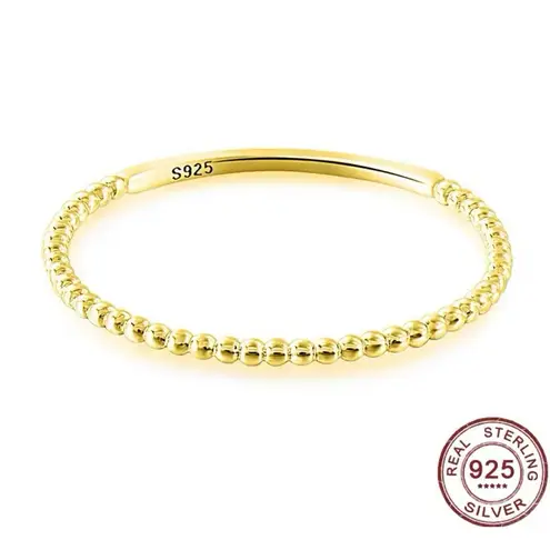 Boutique Dainty 14k Gold Plated S925 Bead Ball Ring‎ Jewelry, Size 6