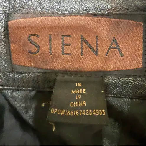 Siena Elegant Black Quilted Leather Jacket Vintage Size 16