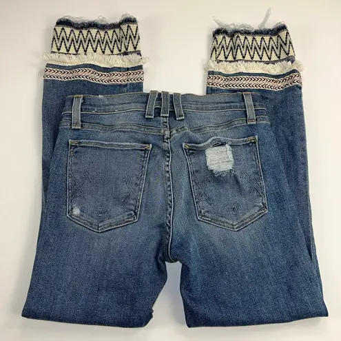 McGuire Denim McGuire Ambrosio Embroidered Boho Mid-Rise Cropped Bootcut Raw Hem Jeans Size 27