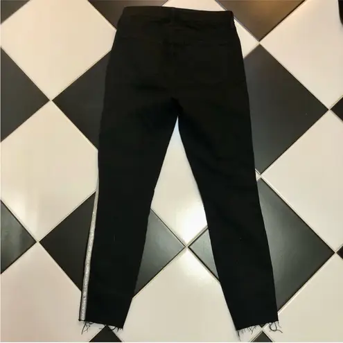 L'Agence L’AGENCE Margot Black Denim Silver Side Stripes Moto Denim Ankle Crop size 31