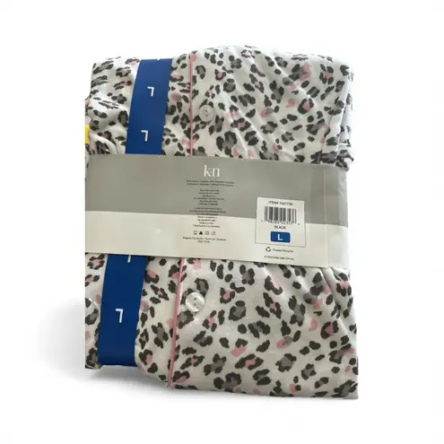 NWT Karen Neuburger 2 Piece Pajama Set Natural Stretch Grey L White Size L