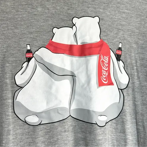 Coca-Cola Long Sleeve Shirt L Tee T Shirt Graphic Polar Bears Printed Gray Red