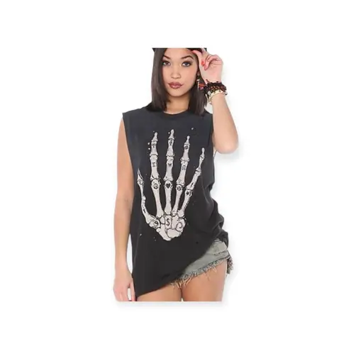 Unif Rare: š¤ Y2K Skeleton Skull Hand Muscle Tee Tank š¤ Vintage Black š¤ Small š¤