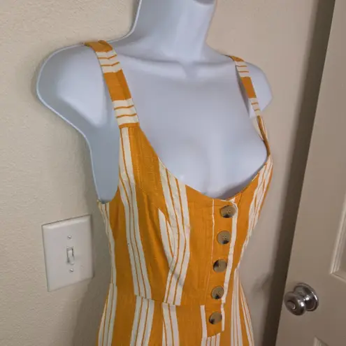 PacSun Cali 1850 Pac Sun Linen Blend Stripe Wide Leg Cropped Jumpsuit Size Small thumbnail 5