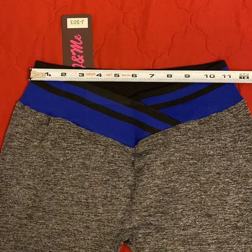 J&Me Leggings Gray w/ Blue Waistband Women One Size Size undefined
