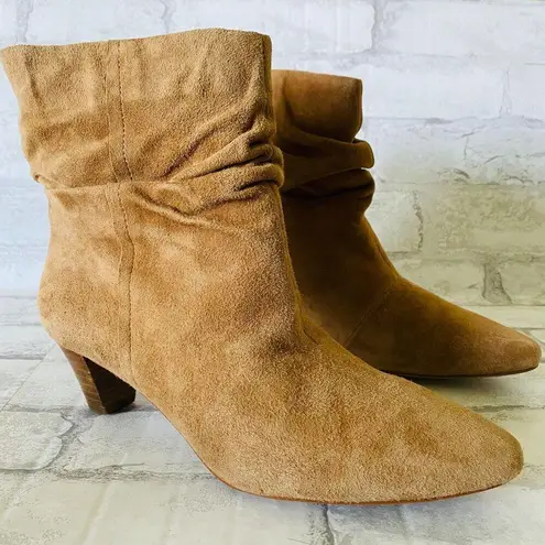 NWOB Anthropologie Silent D Tach Slouchy Suede Ankle Boots Sz 37 (6.5) Brown