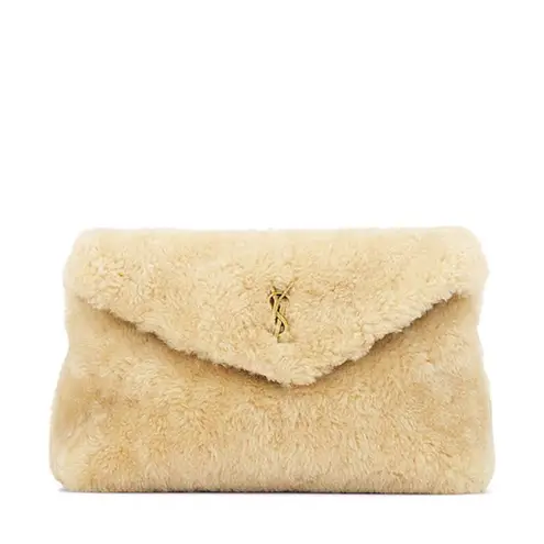 Saint Laurent Small Shearling Pouch Clutch NWT